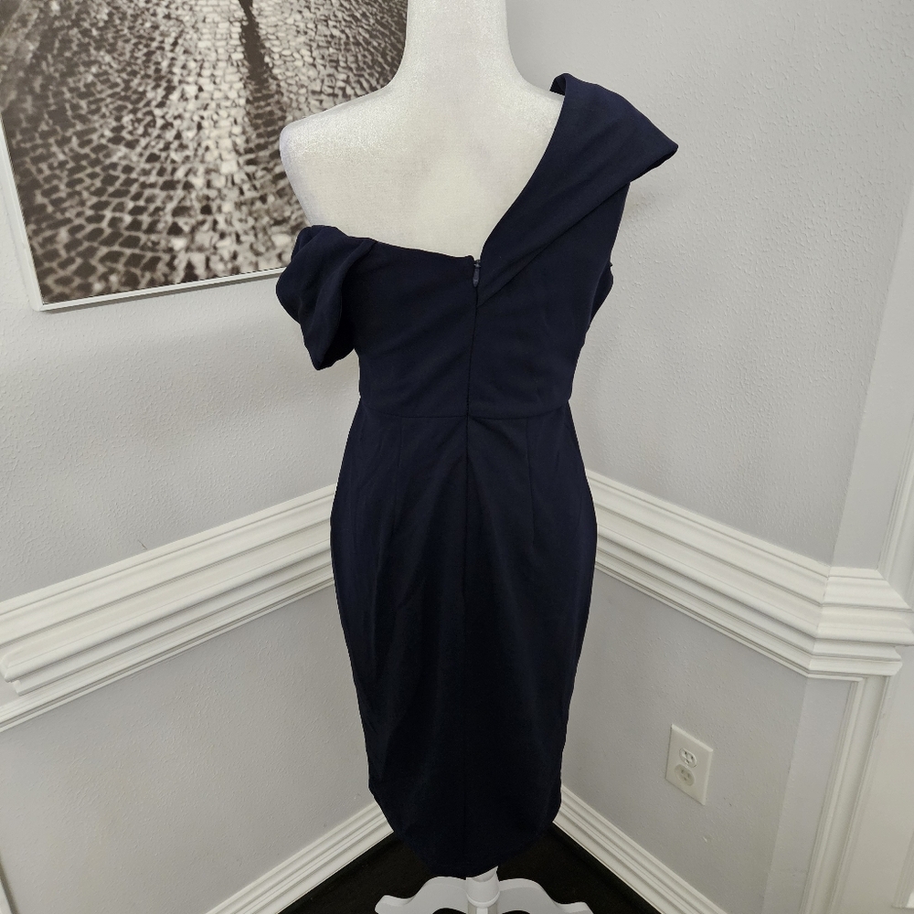 Bariano Australia navy blue dress size 6 off shoulder - Picture 7 of 9